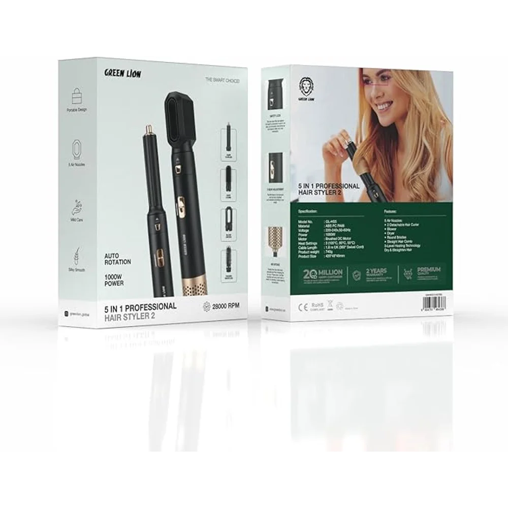 Green Lion 5 in 1 Professional Hair Styler 2 Multi Function Hair Styling Drying Tool 4 Green Lion 5 in 1 Professional Hair Styler 2 Multi Function Hair Styling Drying Tool - Image 4