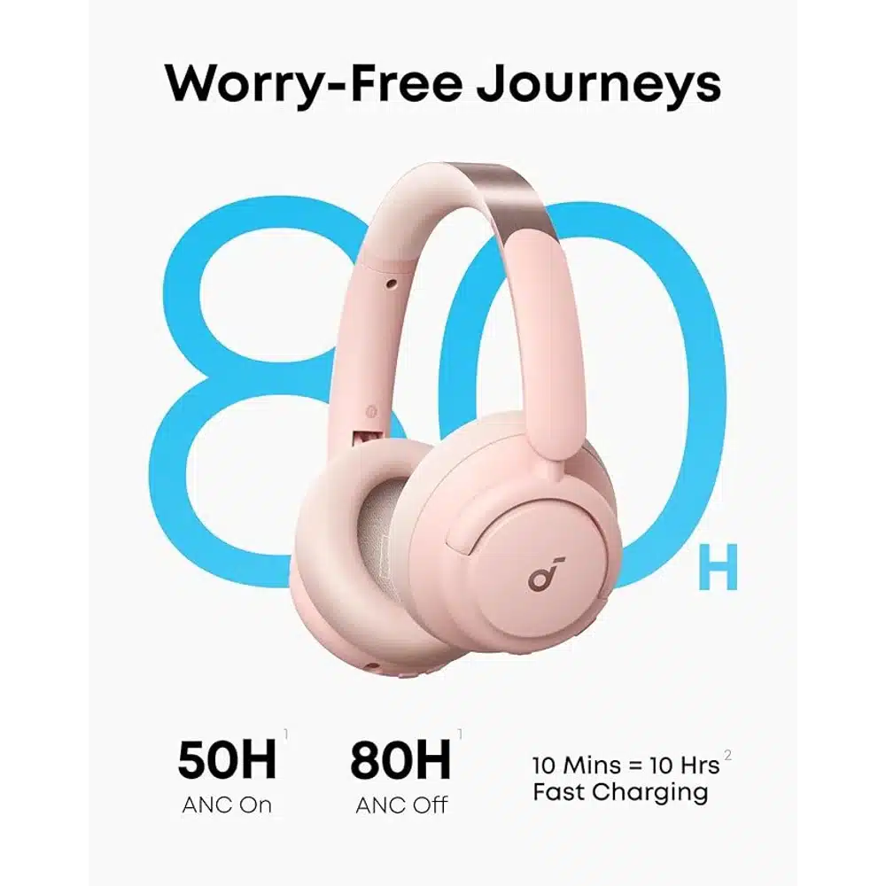 Anker Soundcore Life Q30 Wireless Noise Cancelling Over Ear Headphones Pink Hybrid ANC Bluetooth 5.0 40–60H Battery 2 Anker Soundcore Life Q30 Wireless Noise Cancelling Over Ear Headphones Pink Hybrid ANC Bluetooth 5.0 40–60H Battery - Image 2