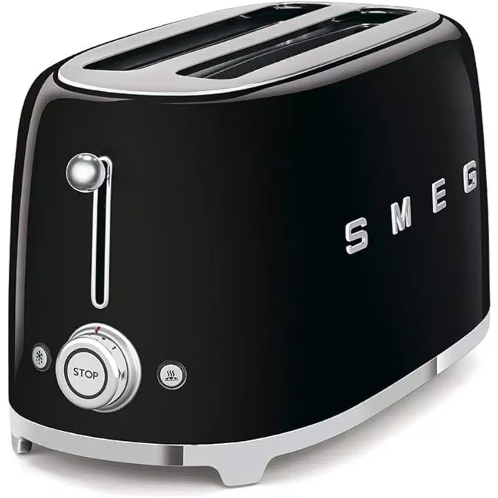 SMEG 3 Slice Toaster Matte Black Retro Stainless Steel Wide Slots TSF01BLMUK 2 SMEG 3 Slice Toaster Matte Black Retro Stainless Steel Wide Slots TSF01BLMUK - Image 2