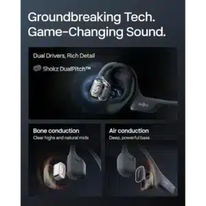 SHOKZ OpenRun Pro 2 Mini Black – Bone Conduction Sports Headphones, Bluetooth 5.3, Noise Cancelling Mics, IP55, 12H