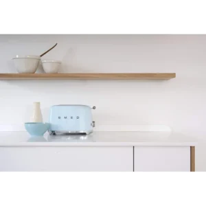 SMEG 3 Slice Toaster Matte Blue Retro Stainless Steel Wide Slots Premium Kitchen Toaster