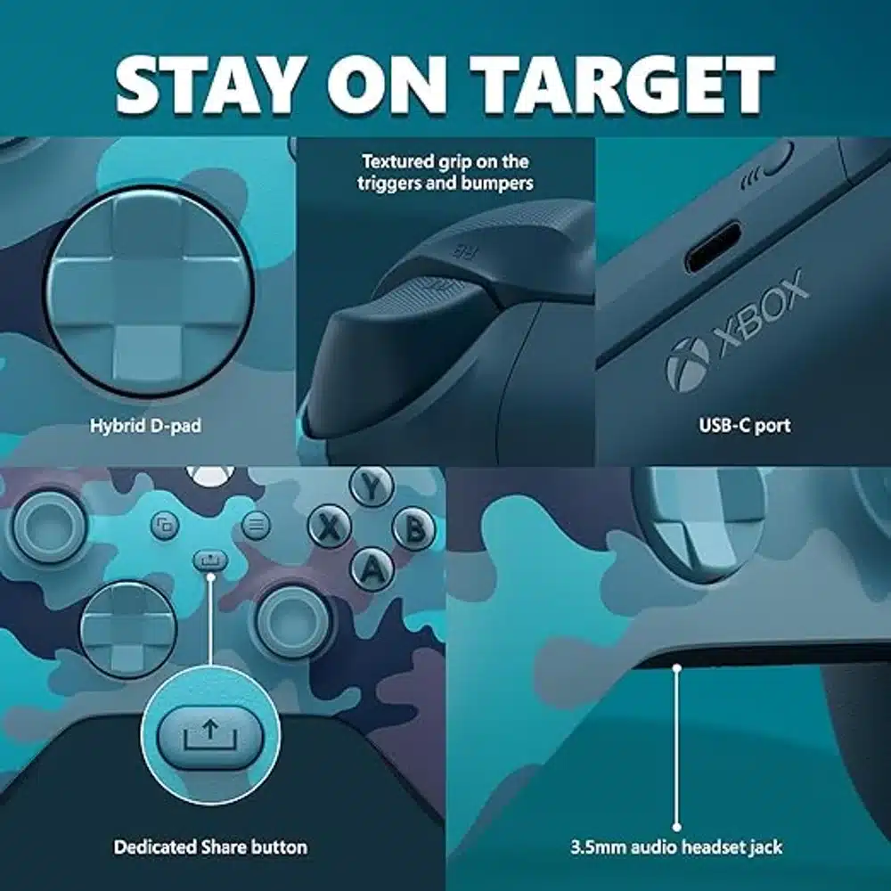 Xbox Wireless Controller Mineral Camo Special Edition for Xbox Series X|S Xbox One Windows PC Blue Camouflage Wireless Gaming Controller 2 Xbox Wireless Controller Mineral Camo Special Edition for Xbox Series X|S Xbox One Windows PC Blue Camouflage Wireless Gaming Controller - Image 2
