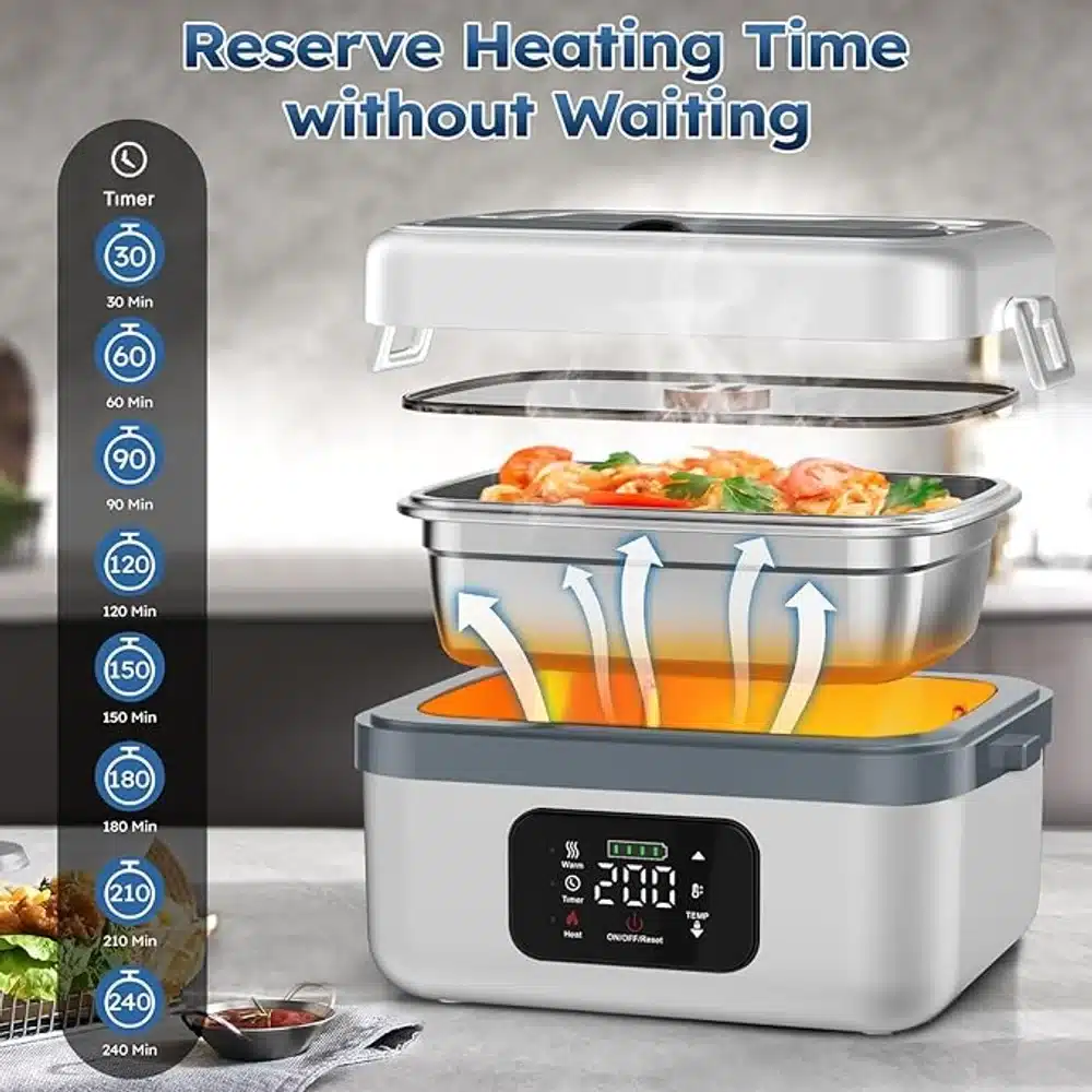Angju Green Lion Portable Lunch Box 1L Rechargeable 8000mAh White Electric Food Warmer Lunch Box 3 Angju Green Lion Portable Lunch Box 1L Rechargeable 8000mAh White Electric Food Warmer Lunch Box - Image 3