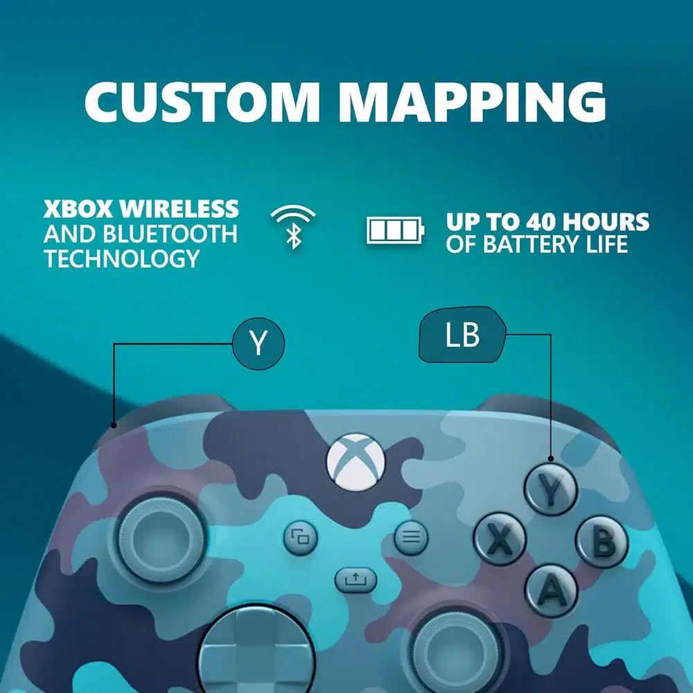 Xbox Wireless Controller Mineral Camo Special Edition for Xbox Series X|S Xbox One Windows PC Blue Camouflage Wireless Gaming Controller 4 Xbox Wireless Controller Mineral Camo Special Edition for Xbox Series X|S Xbox One Windows PC Blue Camouflage Wireless Gaming Controller - Image 4