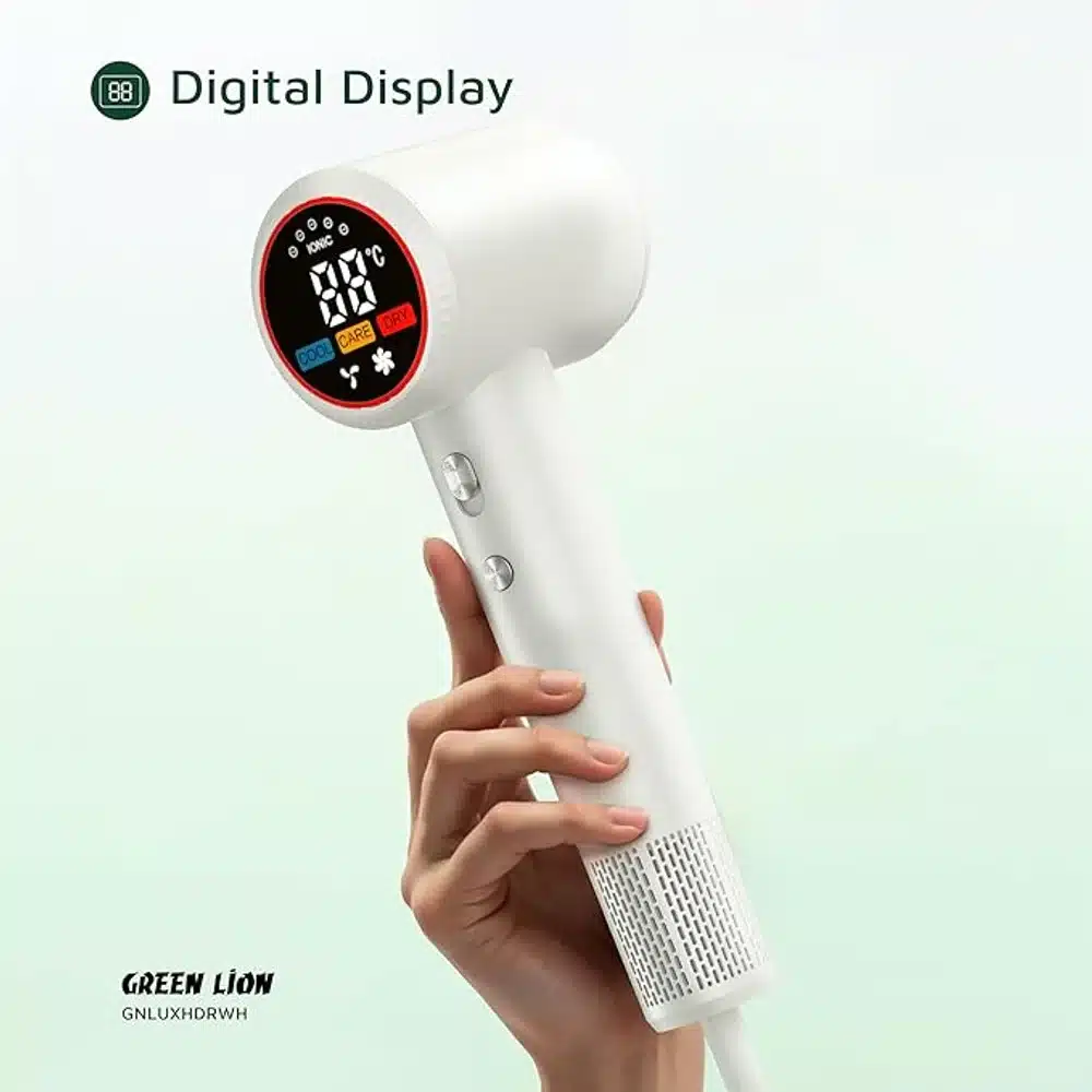 Green Lion LUXAIR Hair Dryer with Display 1600W Professional Lightweight Ionic Blow Dryer for Fast Drying Salon Style Finish 8 Green Lion LUXAIR Hair Dryer with Display 1600W Professional Lightweight Ionic Blow Dryer for Fast Drying Salon Style Finish - Image 8
