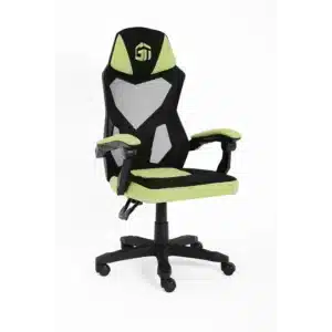 GamerTek Ignite Gaming Chair Green – Ergonomic Mesh & Fabric, Adjustable Height, 120KG