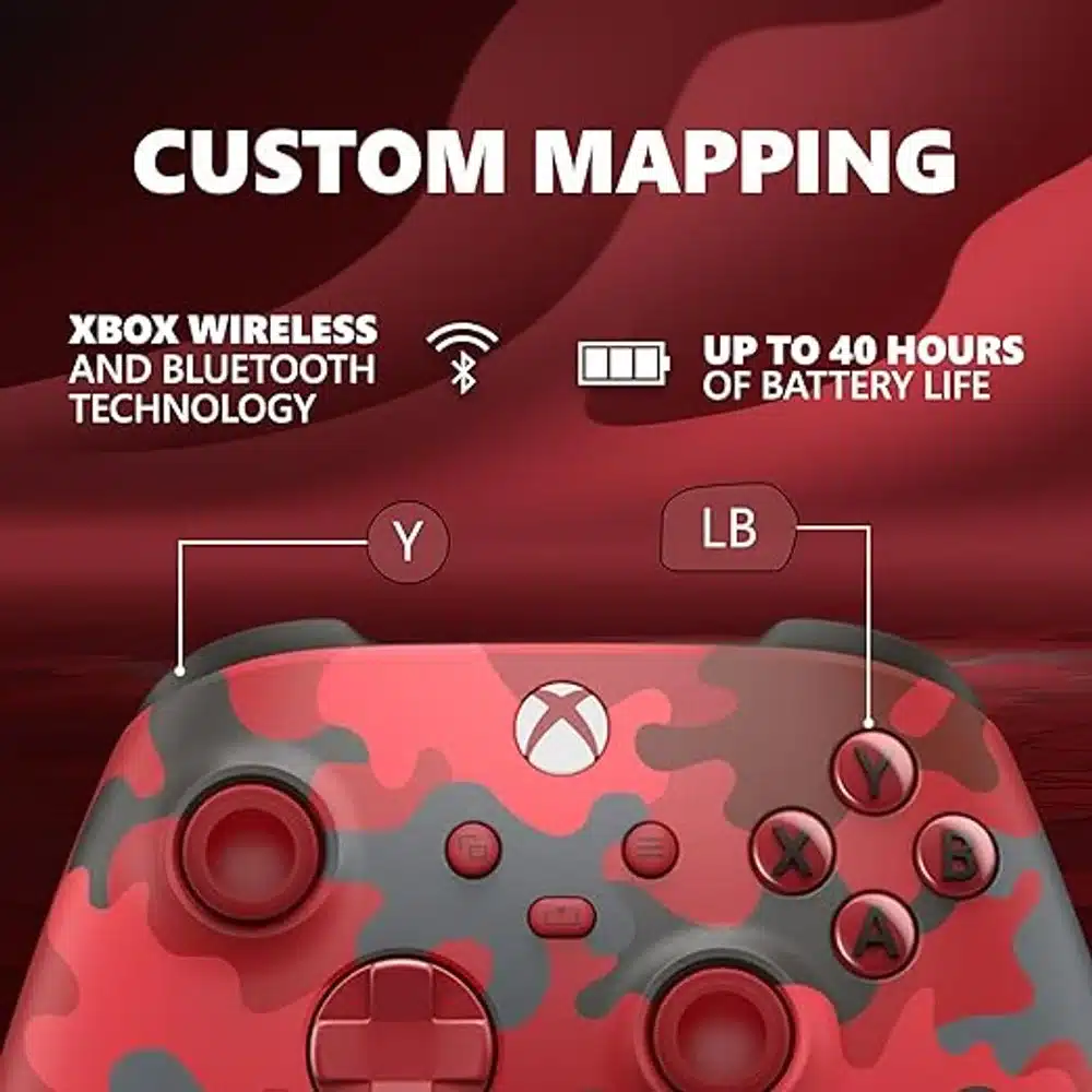 Xbox Wireless Controller Daystrike Camo Special Edition for Xbox Series X|S Xbox One Windows PC Red Camouflage Wireless Gaming Controller 3 Xbox Wireless Controller Daystrike Camo Special Edition for Xbox Series X|S Xbox One Windows PC Red Camouflage Wireless Gaming Controller - Image 3