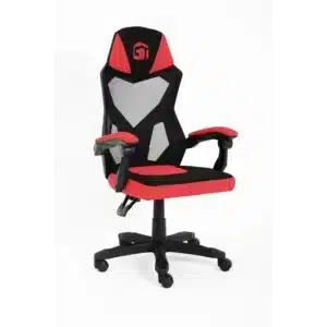 GamerTek Ignite Gaming Chair Red – Ergonomic Mesh & Fabric, Adjustable Height, 120KG