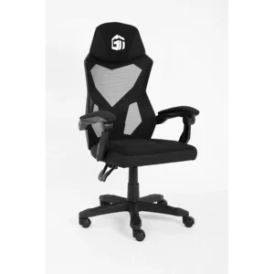 GamerTek Ignite Gaming Chair Black – Ergonomic Mesh & Fabric, Adjustable Height, 120KG