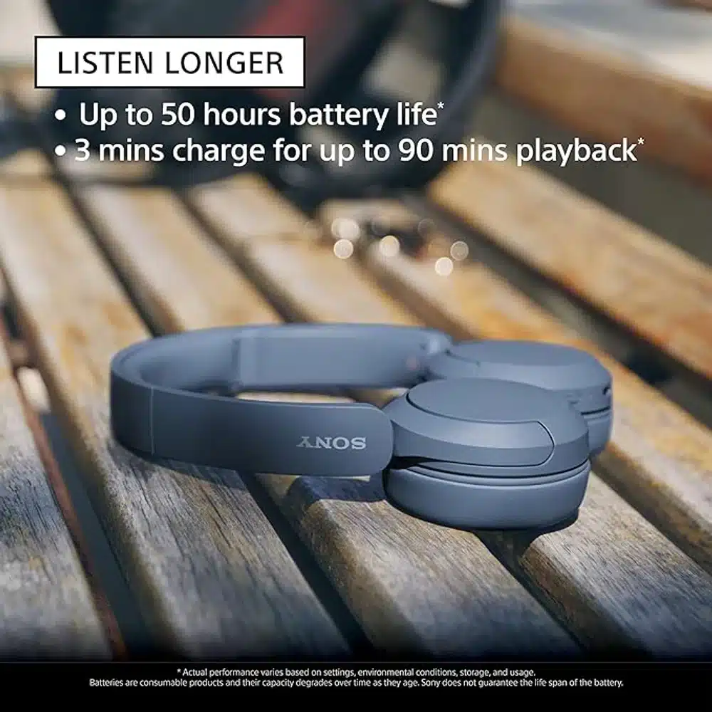Sony WH CH520 Wireless Bluetooth On Ear Headphones Blue 2 Sony WH CH520 Wireless Bluetooth On Ear Headphones Blue - Image 2