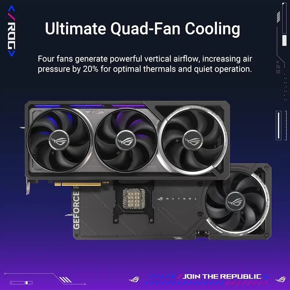 ASUS ROG Astral RTX 5090 OC 32GB GDDR7 - PCIe 5.0, 4-Fan, Vapor Chamber, HDMI 2.1 2 ASUS ROG Astral RTX 5090 OC 32GB GDDR7 - PCIe 5.0, 4-Fan, Vapor Chamber, HDMI 2.1 - Image 2