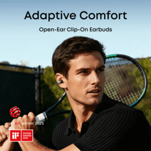 Soundcore AeroClip Midnight Black – Open-Ear Clip-On Earbuds, Hi-Res, 12mm Bass