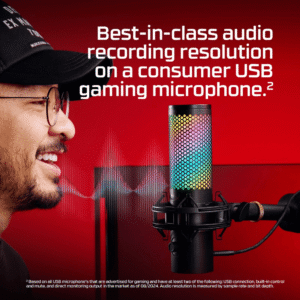 HyperX QuadCast 2 S Black – USB Microphone, aRGB LEDs, 4 Polar Patterns, Tap-to-Mute