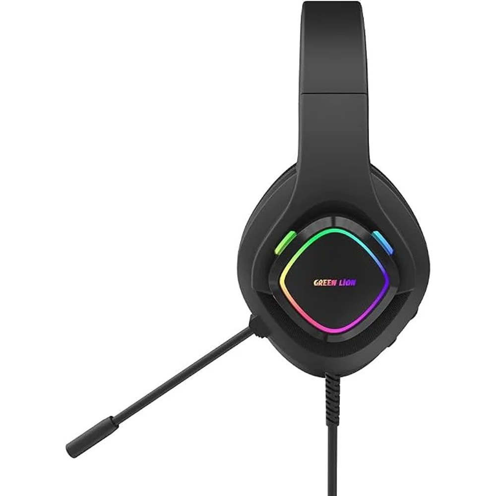 Green Lion GP32X Gaming Headphone Black Wired 3.5mm Real Stereo Specs 2 Green Lion GP32X Gaming Headphone product view - Totot.ae
