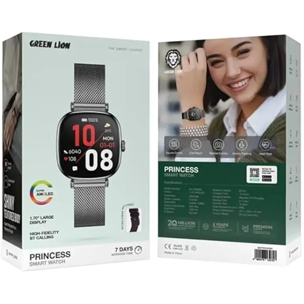Green Lion Princess Smart Watch Glossy Black AMOLED Display Fitness Tracker Health Monitoring Women's Smartwatch 4 Green Lion Princess Smart Watch Glossy Black AMOLED Display Fitness Tracker Health Monitoring Women's Smartwatch - Image 4