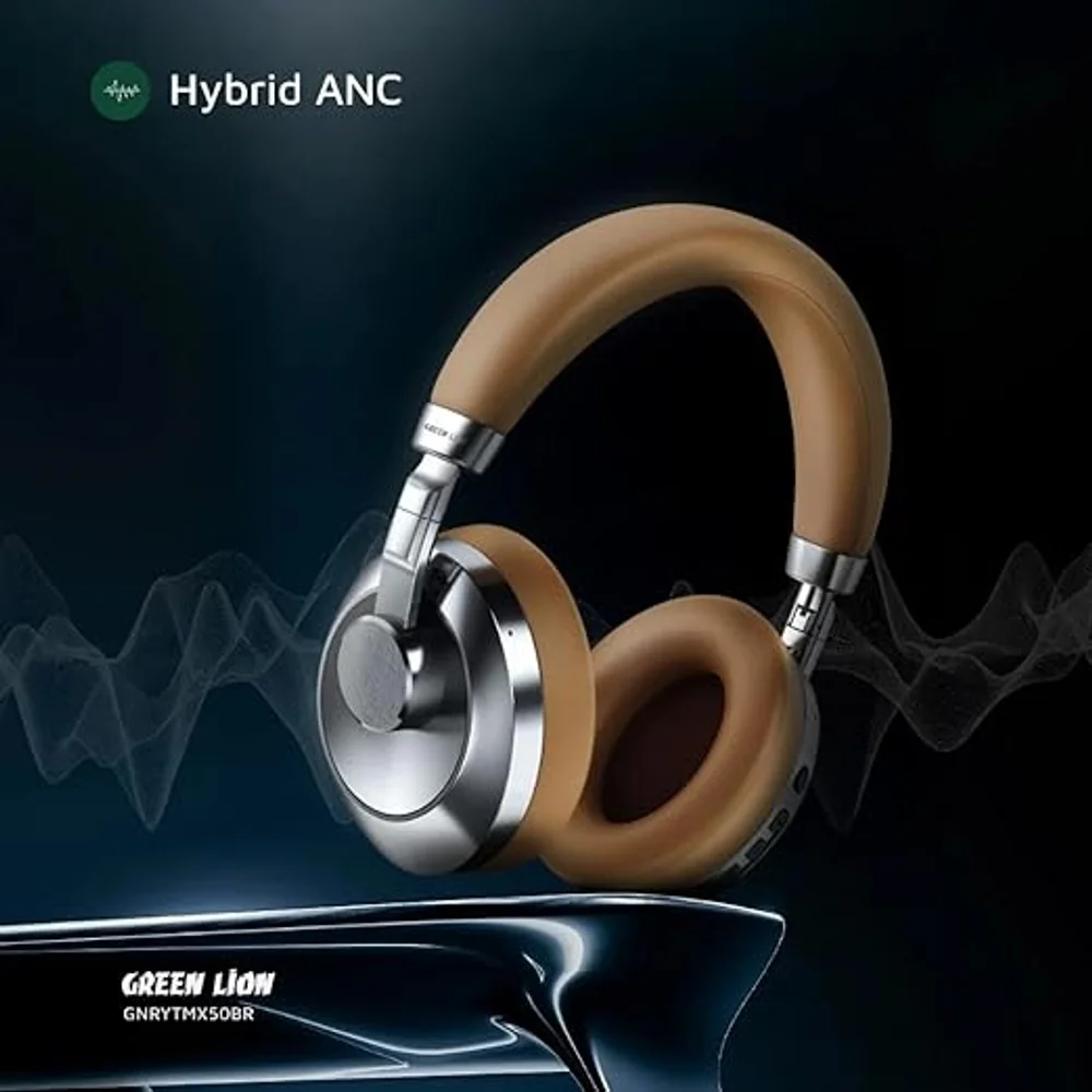 Green Lion Rhythm X50 ANC Wireless Headphone Brown 30dB ANC Bluetooth 6.0 1.5h Charge 7 Green Lion Rhythm X50 ANC Wireless Headphone Brown additional product view - Totot.ae