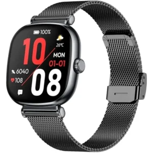 Green Lion Princess Smart Watch Glossy Black  AMOLED Display Fitness Tracker Health Monitoring Women’s Smartwatch