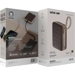 Green Lion Baker Power Bank 10000mAh PD 20W Mocha Fast Charging USB C Portable Charger
