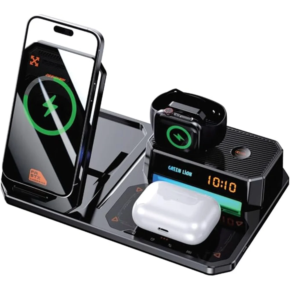 Green Lion 6 IN 1 Multifunctional Wireless Charger Multi Device Charging Station Fast Wireless Charging Phone Watch Earbuds Charger 1 Green Lion 6 IN 1 Multifunctional Wireless Charger