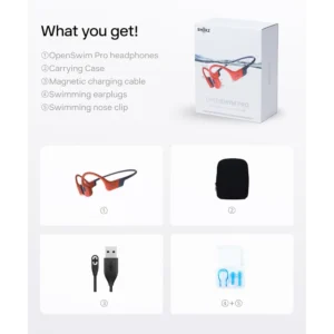 SHOKZ OpenSwim Pro Bone Conduction Sports Headphones Red – IP68, 32GB, BT 5.4