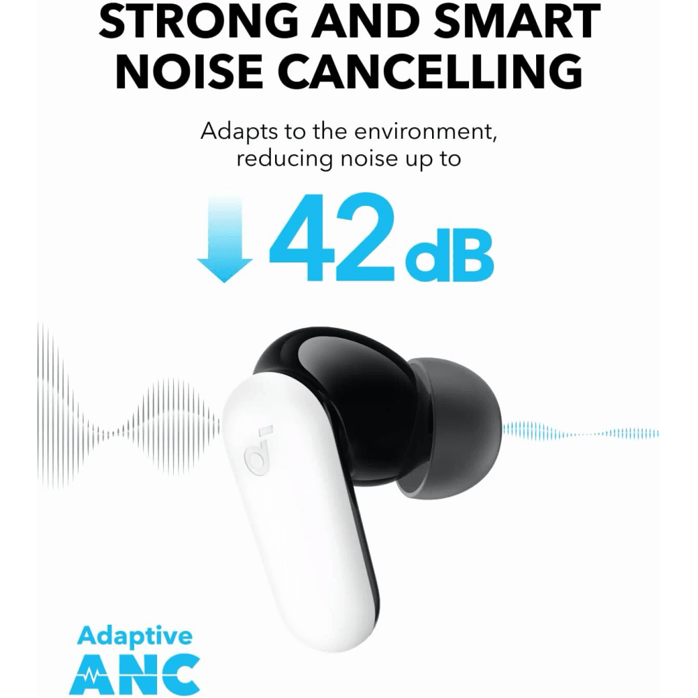 Soundcore P30i by Anker White - Noise Cancelling Earbuds, 45H Playtime 4 Soundcore P30i by Anker White - Noise Cancelling Earbuds, 45H Playtime - Image 4