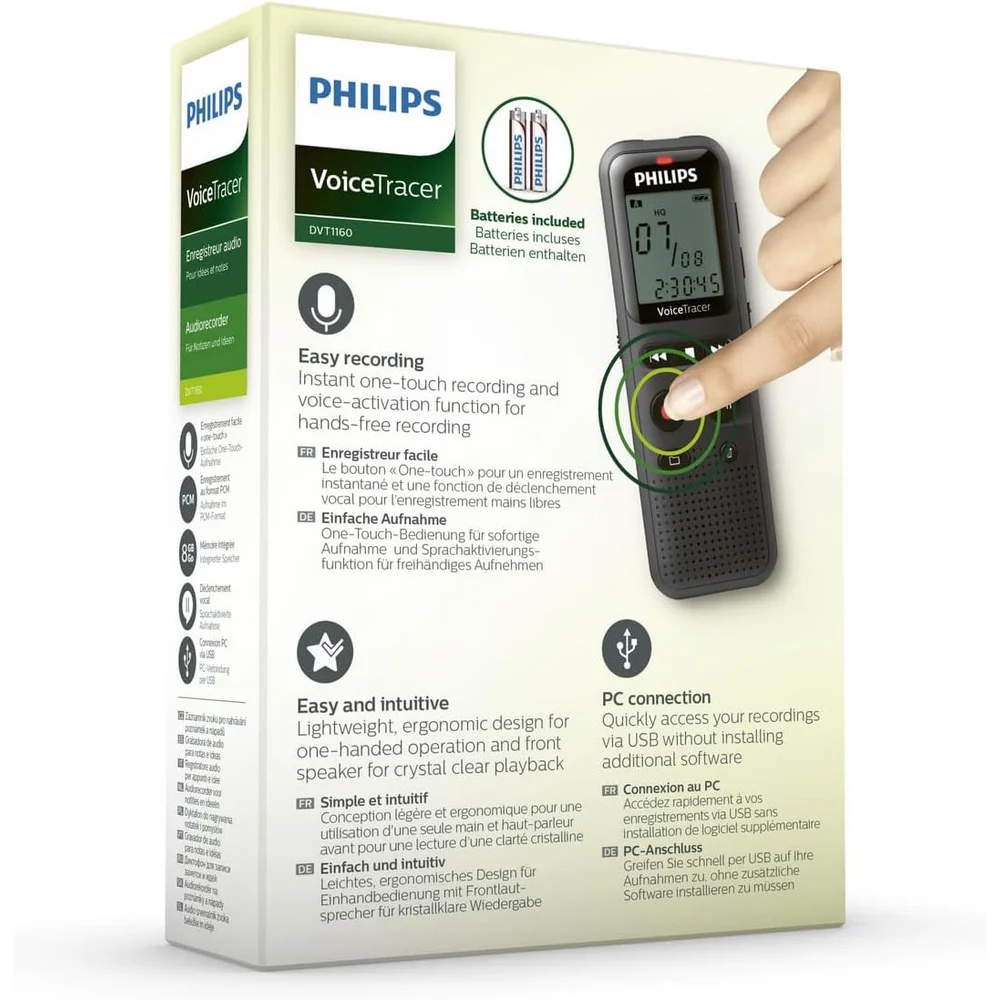 Philips voice recorder DVT1160 Black - 8GB Memory, Stereo Mics, Long Battery 6 Philips voice recorder DVT1160 Black - 8GB Memory, Stereo Mics, Long Battery - Image 6