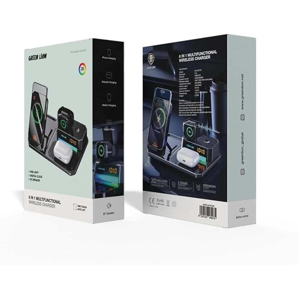 Green Lion 6 IN 1 Multifunctional Wireless Charger Multi Device Charging Station Fast Wireless Charging Phone Watch Earbuds Charger 2 Green Lion 6 IN 1 Multifunctional Wireless Charger Multi Device Charging Station Fast Wireless Charging Phone Watch Earbuds Charger - Image 2