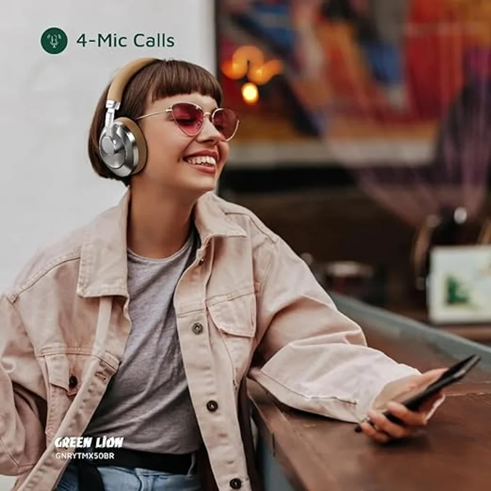 Green Lion Rhythm X50 ANC Wireless Headphone Brown 30dB ANC Bluetooth 6.0 1.5h Charge 2 Green Lion Rhythm X50 ANC Wireless Headphone Brown product view - Totot.ae