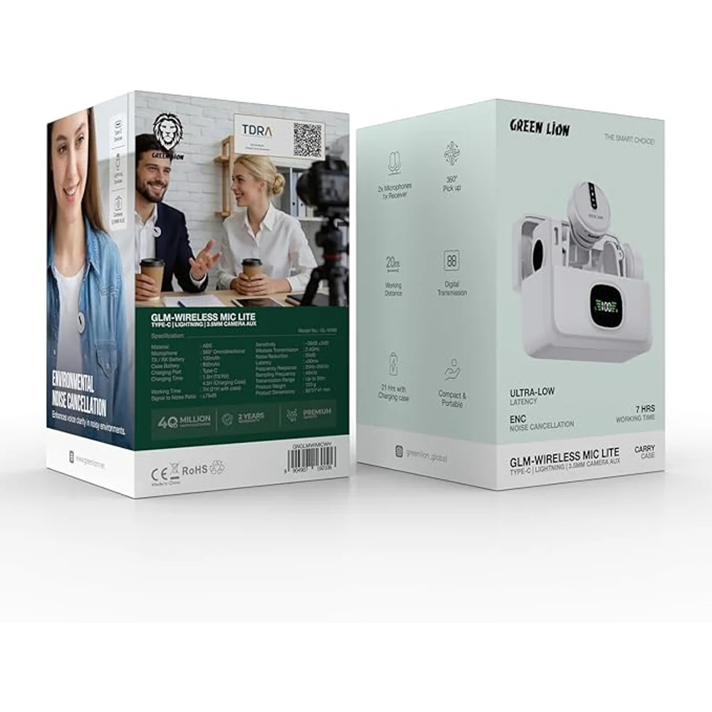 Green Lion GLM Wireless Mic Lite White Wireless Microphone Noise Reduction Long Range 6 Green Lion GLM Wireless Mic Lite White Wireless Microphone Noise Reduction Long Range - Image 6