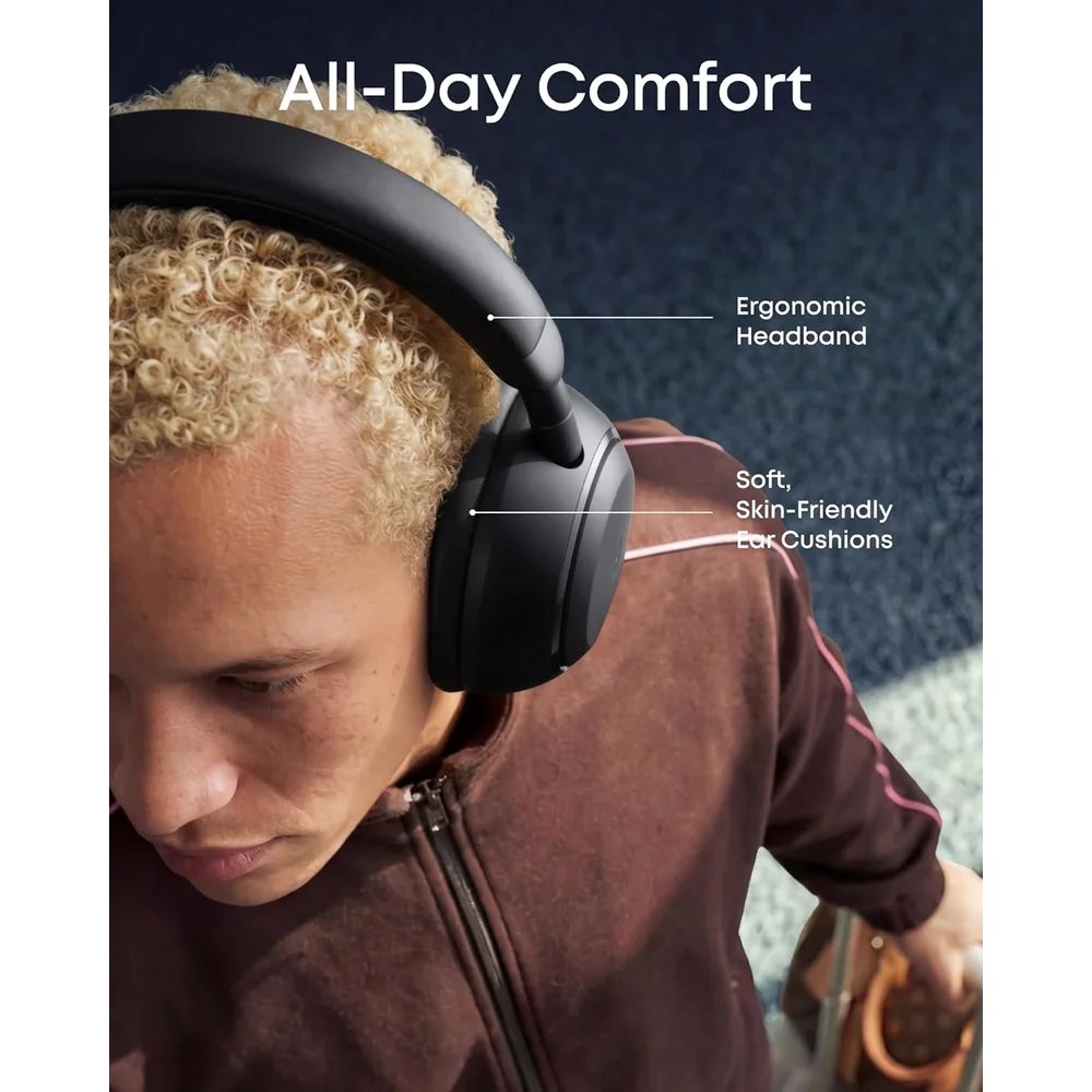 Soundcore Space 2 by Anker Jet Black - Active Noise Cancelling Headphones, 50H Playtime, LDAC Hi-Res 4 Soundcore Space 2 by Anker Jet Black - Active Noise Cancelling Headphones, 50H Playtime, LDAC Hi-Res - Image 4