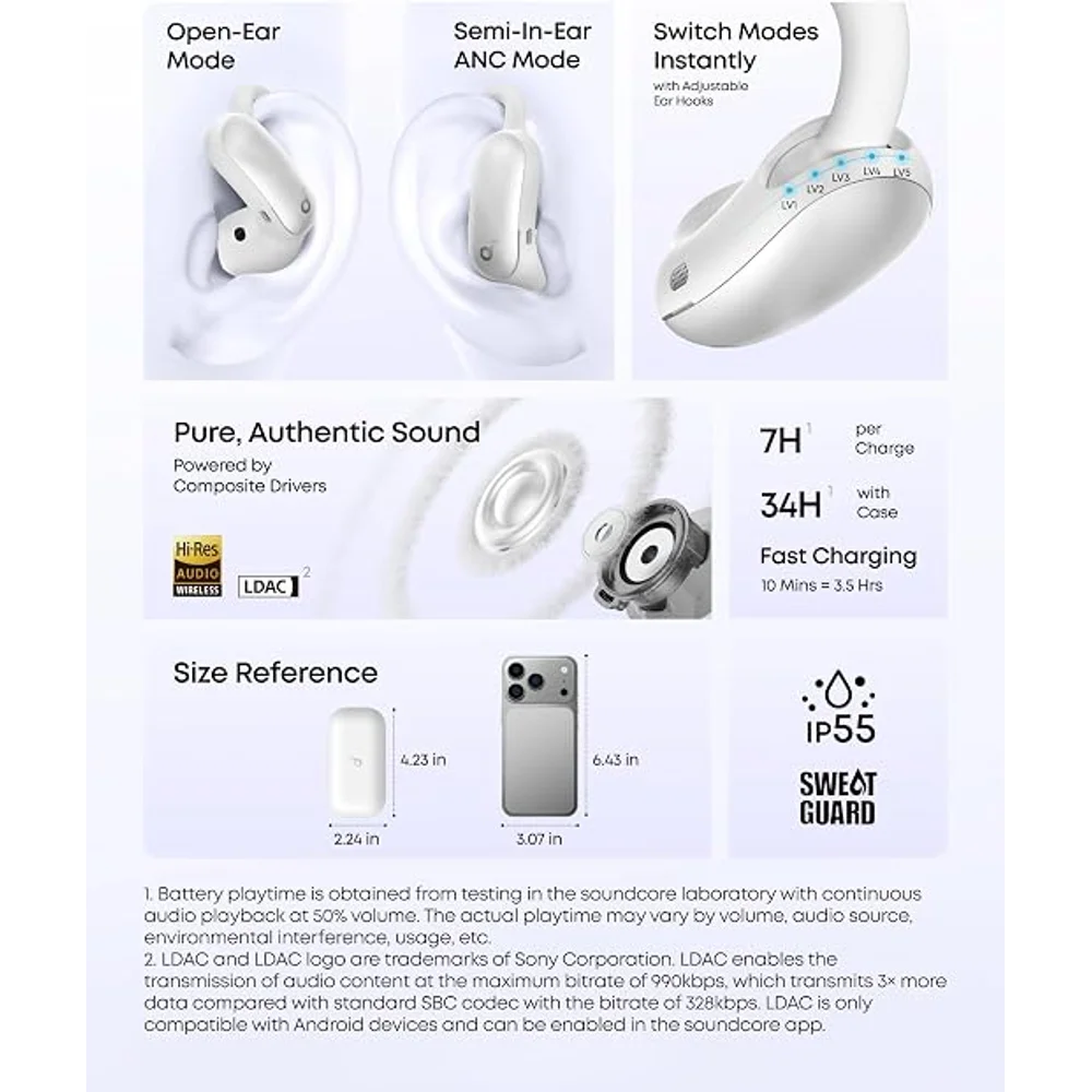 soundcore AeroFit 2 Pro by Anker Black - 2-in-1 Hybrid Earbuds, LDAC, 34H Playtime 7 soundcore AeroFit 2 Pro by Anker Black - 2-in-1 Hybrid Earbuds, LDAC, 34H Playtime - Image 7
