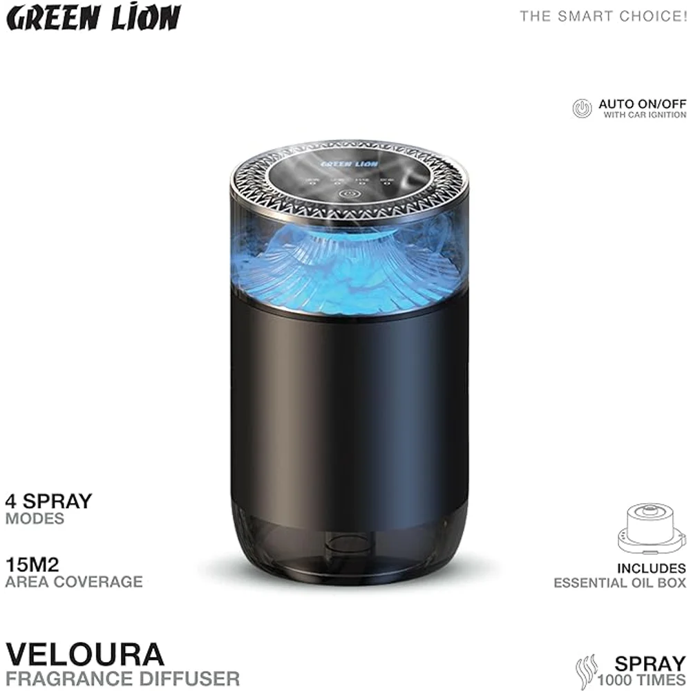Green Lion Veloura Fragrance Diffuser Ultrasonic Aromatherapy Diffuser LED Lights Auto Shut Off Premium Design 2 Green Lion Veloura Fragrance Diffuser Ultrasonic Aromatherapy Diffuser LED Lights Auto Shut Off Premium Design - Image 2