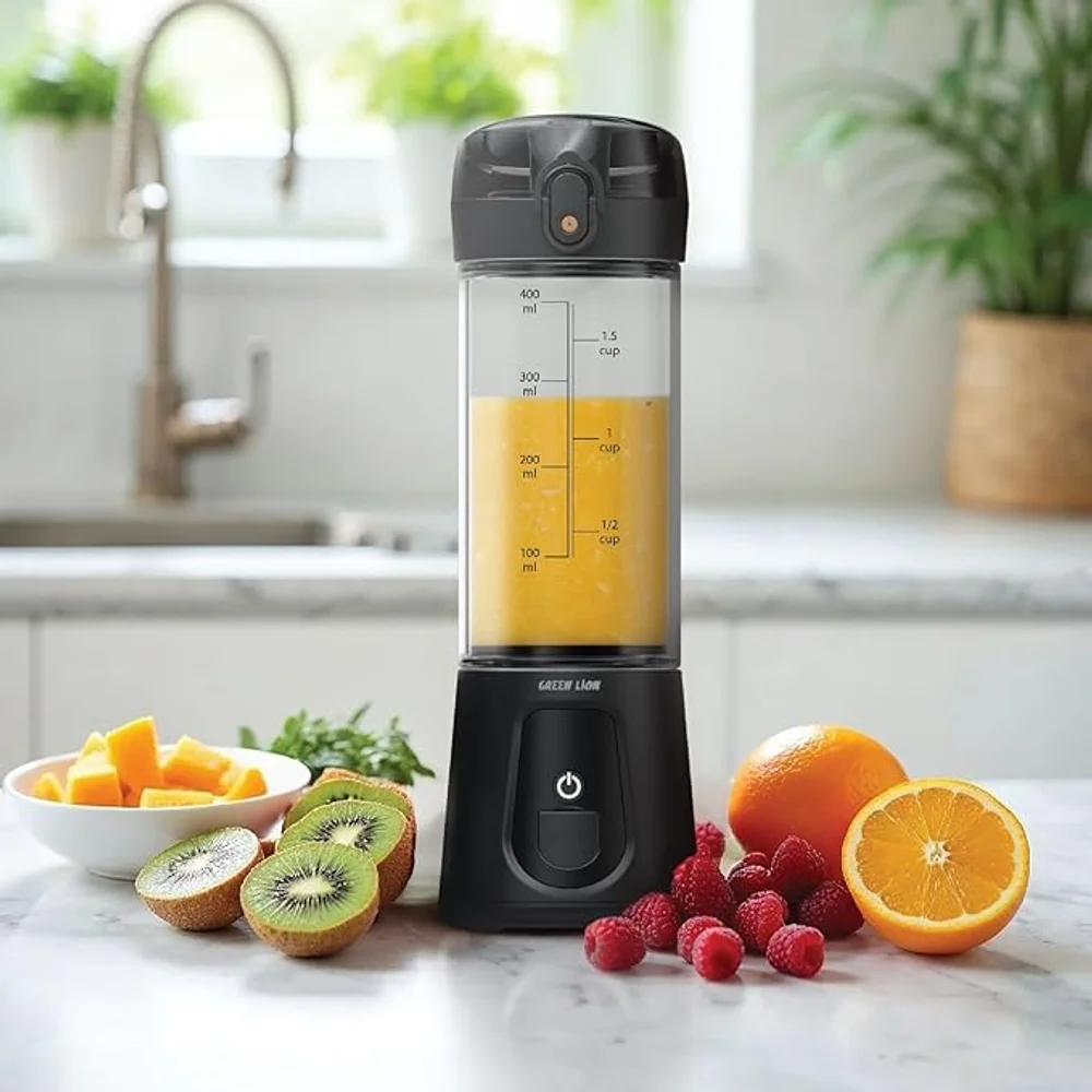 Green Lion Juice Mate Pro Portable Juicer Black 470mL 180W 18000 RPM 6 Blades LED Display 3 Green Lion Juice Mate Pro Portable Juicer 470mL Black detail view - Totot.ae