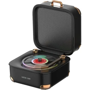 Green Lion Gramo Vinyl Wireless Speaker Black Bluetooth 5.3 Retro Design 10W Sound Portable Speaker