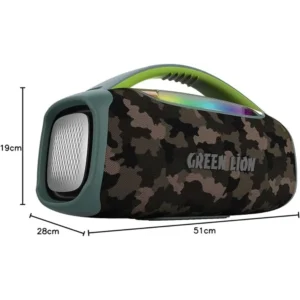 Green Lion Beam Pro Portable Speaker with Microphone 120W Green Bluetooth 5.3, Wireless Mic RGB LED Party Speaker