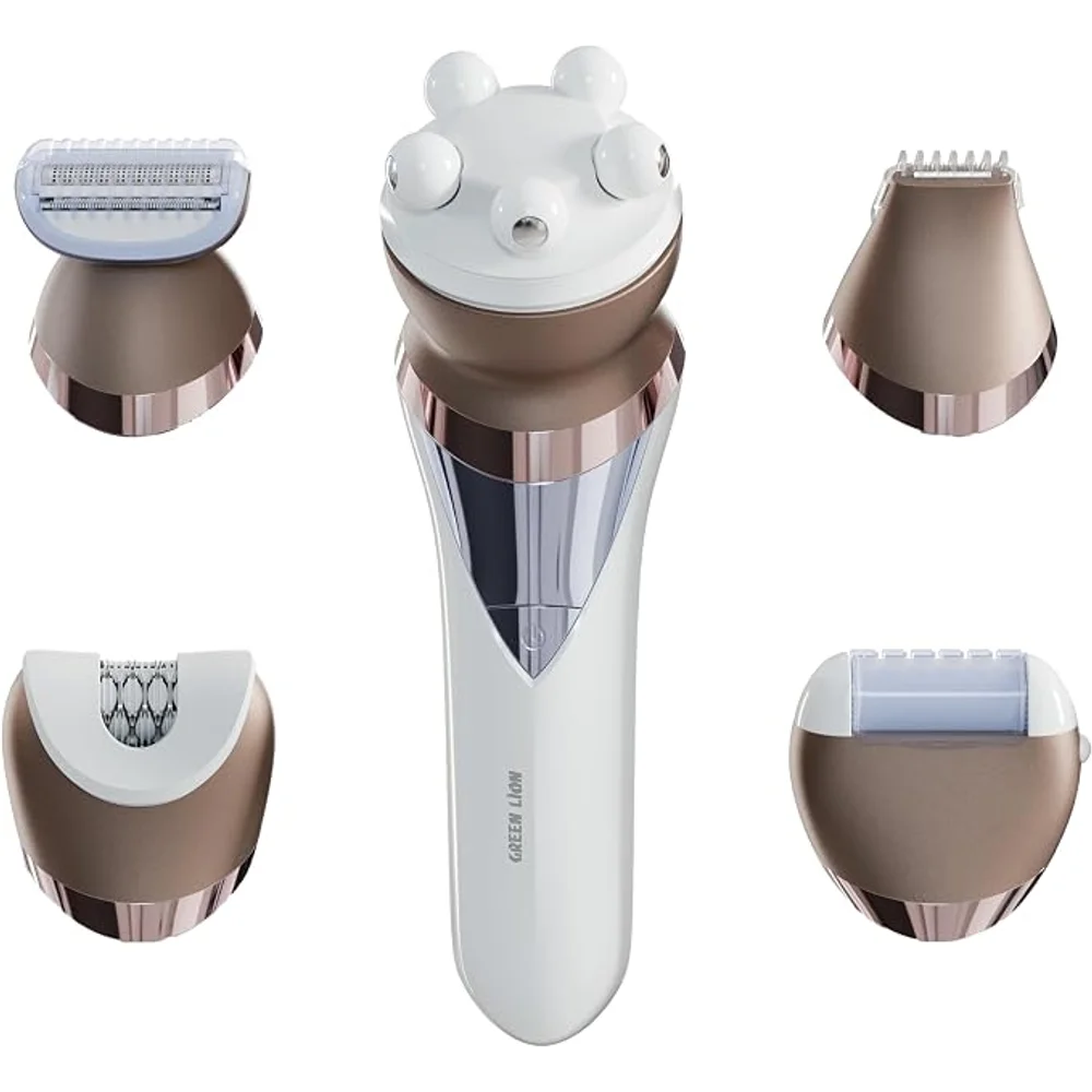 Green Lion 5 in 1 Cordless Epilator Kit Rechargeable Hair Removal Multiple Heads Painless Epilation Body Grooming 1 Green Lion 5 in 1 Cordless Epilator Kit Rechargeable Hair