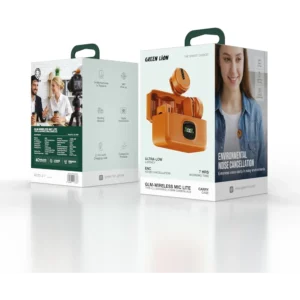 Green Lion GLM Wireless Mic Lite Environmental Noise Cancellation Orange Wireless Microphone Noise Reduction Long Range