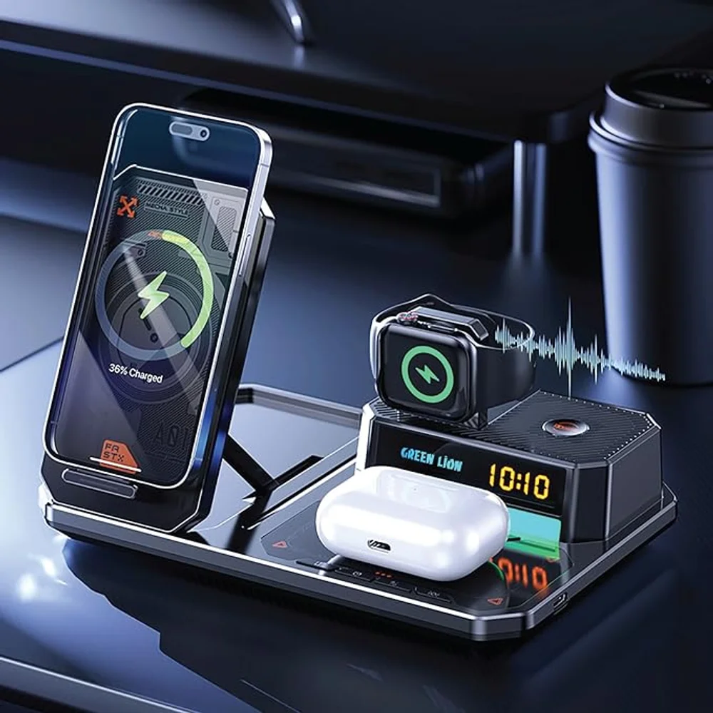 Green Lion 6 IN 1 Multifunctional Wireless Charger Multi Device Charging Station Fast Wireless Charging Phone Watch Earbuds Charger 3 Green Lion 6 IN 1 Multifunctional Wireless Charger Multi Device Charging Station Fast Wireless Charging Phone Watch Earbuds Charger - Image 3
