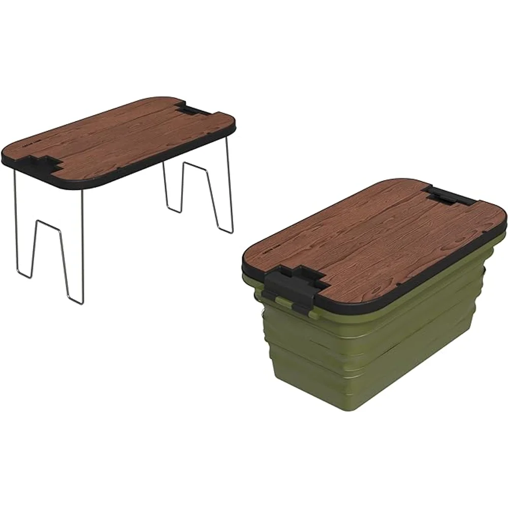 Green Lion Folding Basket With Built In Table Portable Storage Collapsible Organizer Multi Function Basket with Table Top 1 Green Lion Folding Basket With Built In Table
