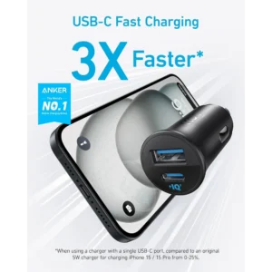 Anker USB-C Car Charger 30W 2-Port Type-C Adapter – Fast Charging for iPhone, Samsung, iPad