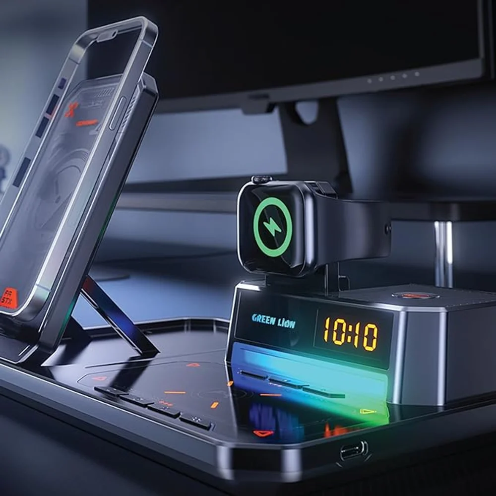 Green Lion 6 IN 1 Multifunctional Wireless Charger Multi Device Charging Station Fast Wireless Charging Phone Watch Earbuds Charger 4 Green Lion 6 IN 1 Multifunctional Wireless Charger Multi Device Charging Station Fast Wireless Charging Phone Watch Earbuds Charger - Image 4