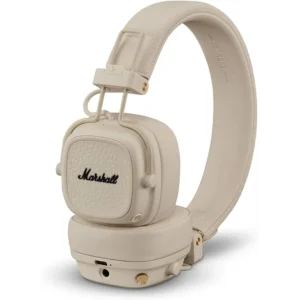 Marshall Major V Bluetooth Headphones Cream - 100+ Hours Playtime, Foldable Wireless, Multi-Directional Knob
