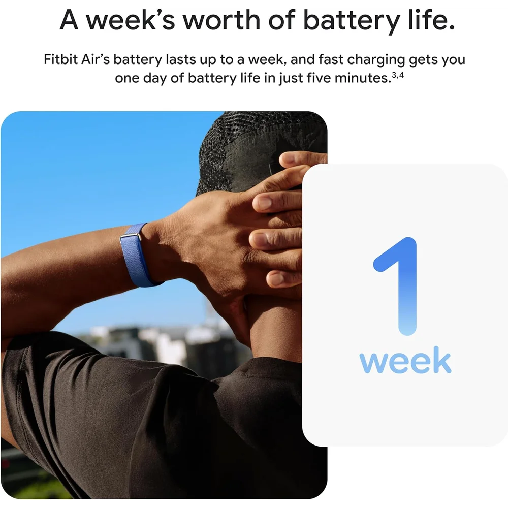 Google Fitbit Air Obsidian - Screenless Activity Tracker, AI Coaching, Heart Rate, Sleep, 7-Day Battery 10 Google Fitbit Air Obsidian - Screenless Activity Tracker, AI Coaching, Heart Rate, Sleep, 7-Day Battery - Image 10