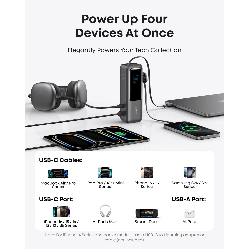 Anker Laptop Power Bank 25K 165W – Built-In Retractable Cables 4 Anker alternate view - Totot.ae