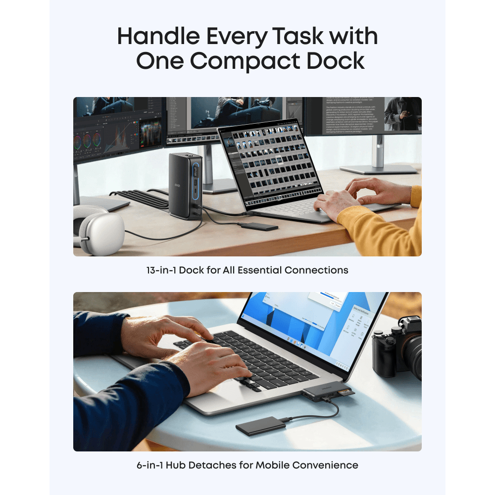 Anker Nano Docking Station 13-in-1 - Triple Display, Removable Hub 3 Anker Nano Docking Station 13-in-1 - Triple Display, Removable Hub - Image 3