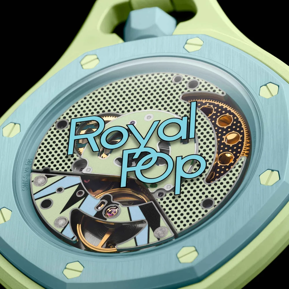 BLAUE ACHT Pocket Watch - Audemars Piguet x Swatch Royal Pop, Lime Green Tapisserie Dial, SISTEM51 4 BLAUE ACHT Pocket Watch - Audemars Piguet x Swatch Royal Pop, Lime Green Tapisserie Dial, SISTEM51 - Image 4