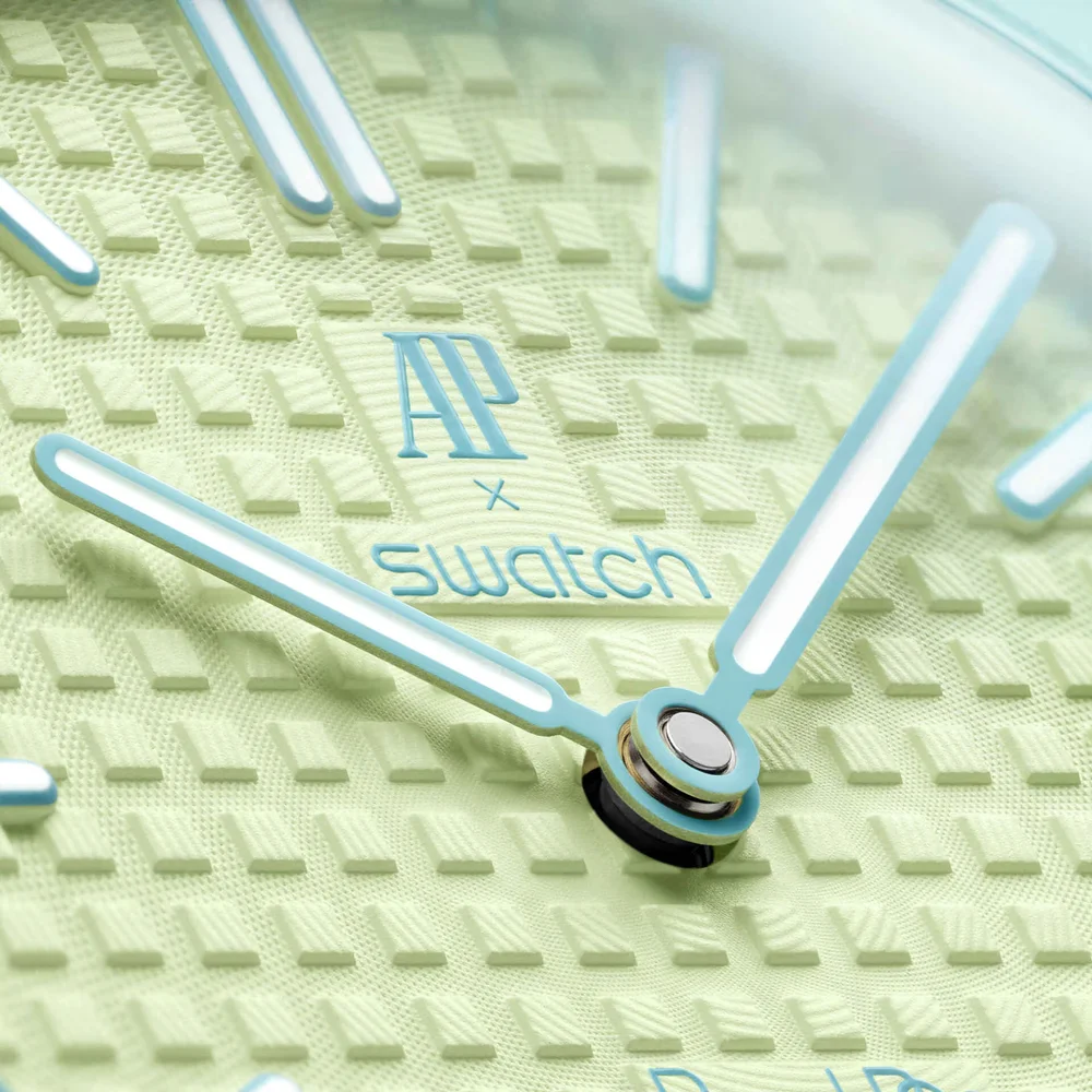 BLAUE ACHT Pocket Watch - Audemars Piguet x Swatch Royal Pop, Lime Green Tapisserie Dial, SISTEM51 2 BLAUE ACHT Pocket Watch - Audemars Piguet x Swatch Royal Pop, Lime Green Tapisserie Dial, SISTEM51 - Image 2
