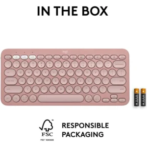Logitech K380s Keyboard Rose  Multi Device Bluetooth  Compact English Layout