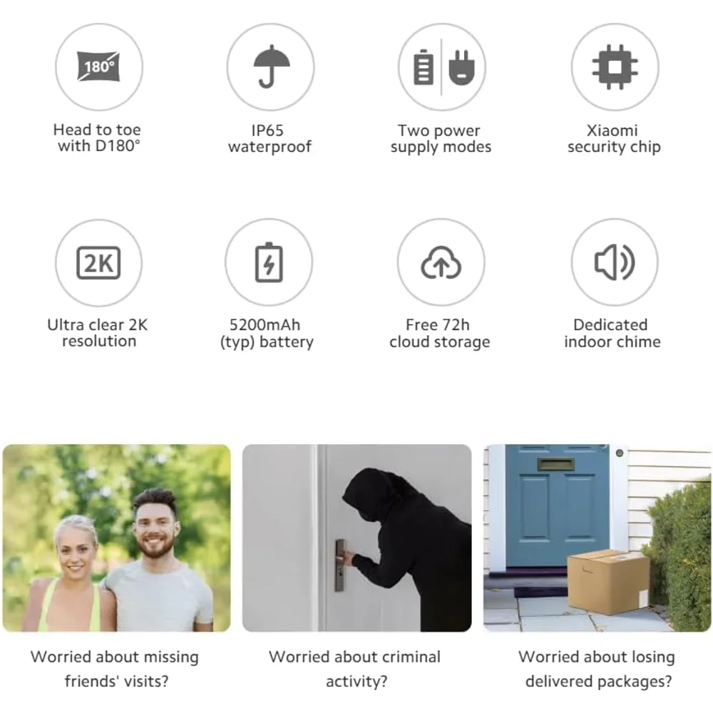 Xiaomi Smart Doorbell 3S - 2K 3MP Video, 180° View, AI Detection 6 Xiaomi Smart Doorbell 3S - 2K 3MP Video, 180° View, AI Detection - Image 6