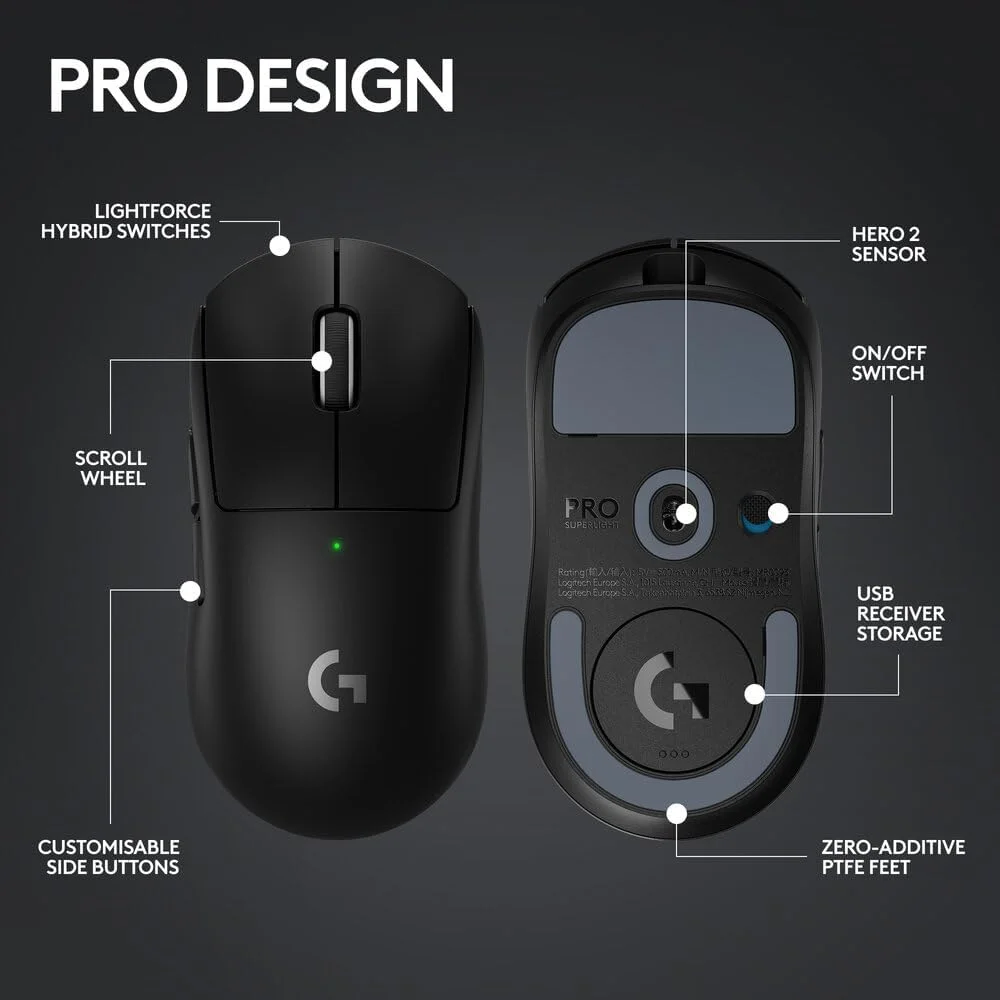 Logitech G PRO X SUPERLIGHT 2 Wireless Gaming Mouse Black 2 Logitech G PRO X SUPERLIGHT 2 Wireless Gaming Mouse Black - Image 2